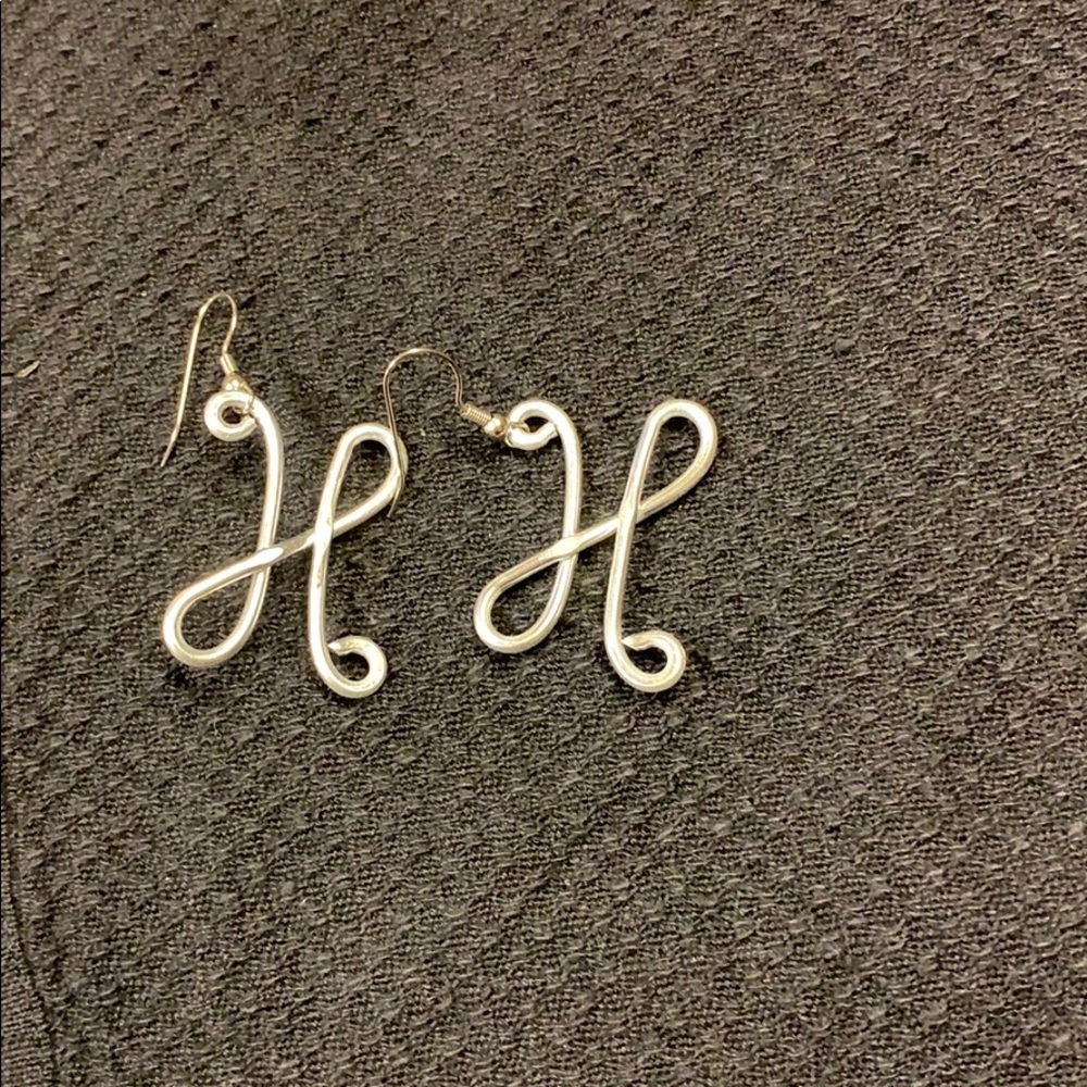 H Monogram Earrings Silver